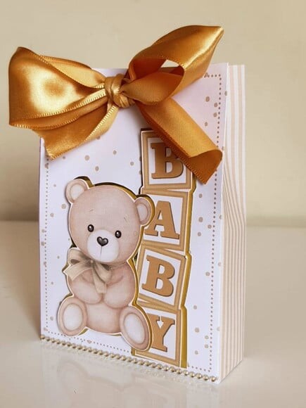 Caixa Sacolinha Urso Dourado