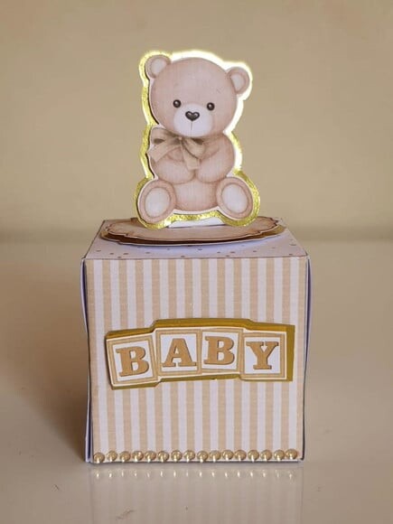 Caixa Cubo Urso Dourado