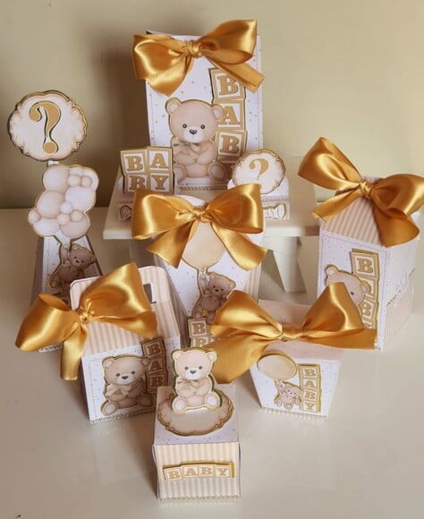 Kit 50 Lembrancinhas para Festa Infantil Urso Dourado