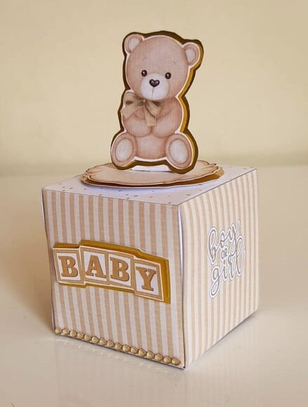 Caixa Cubo Urso Dourado