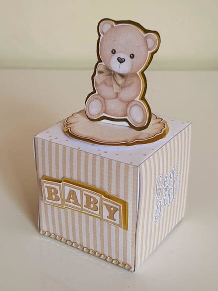 Caixa Cubo Urso Dourado