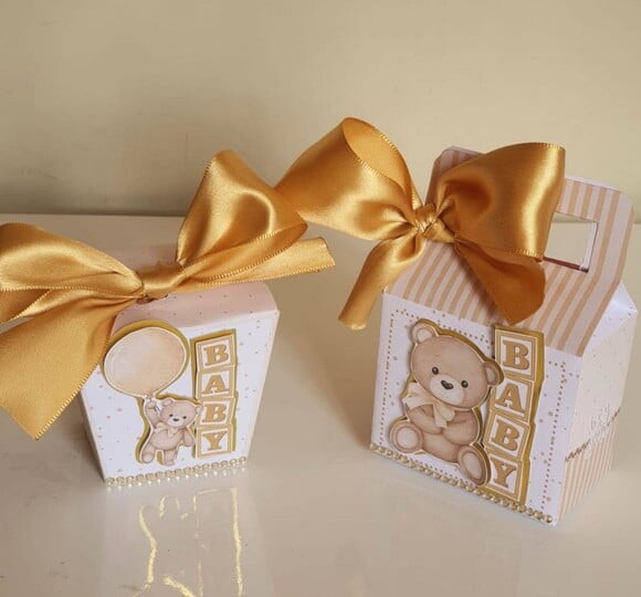 Kit 50 Lembrancinhas para Festa Infantil Urso Dourado