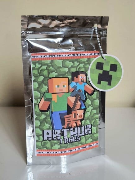 Saquinho Metalizado Zip Lock Minecraft