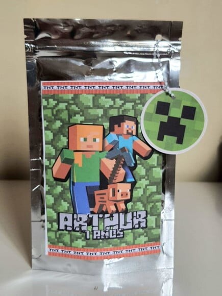 Saquinho Metalizado Zip Lock Minecraft
