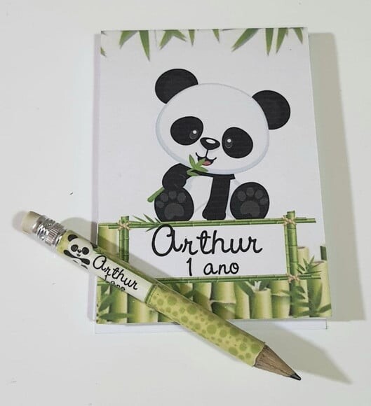Bloquinho com Mini Lápis Panda