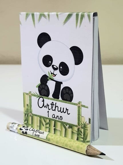 Bloquinho com Mini Lápis Panda