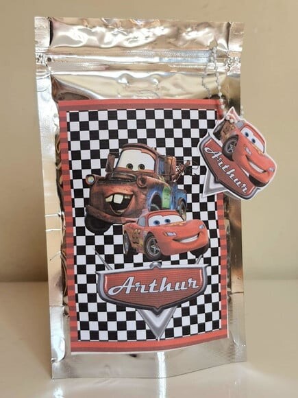 Saquinho Metalizado Zip Lock Carros