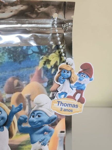 Saquinho Metalizado Zip Lock Smurfs