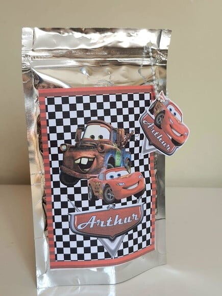 Saquinho Metalizado Zip Lock Carros