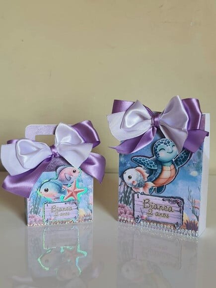 Kit 50 Lembrancinhas Personalizadas Fundo do Mar Lilás