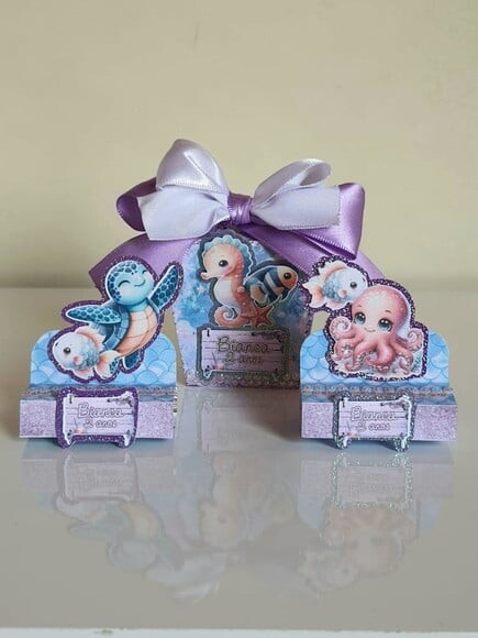 Kit 50 Lembrancinhas Personalizadas Fundo do Mar Lilás