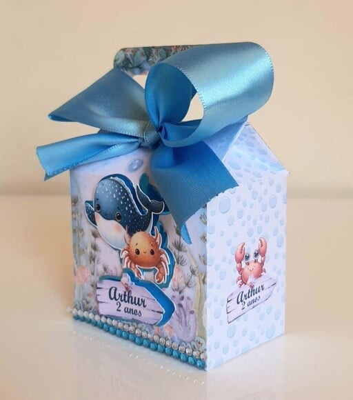 Caixa Maletinha Fundo do Mar Azul