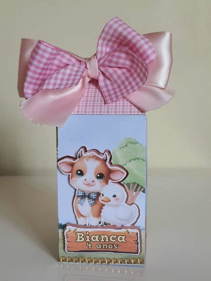 Caixa Milk Personalizada Fazendinha Rosa
