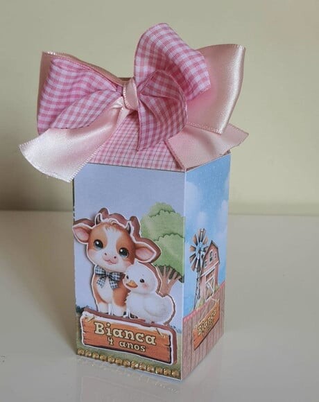 Caixa Milk Personalizada Fazendinha Rosa