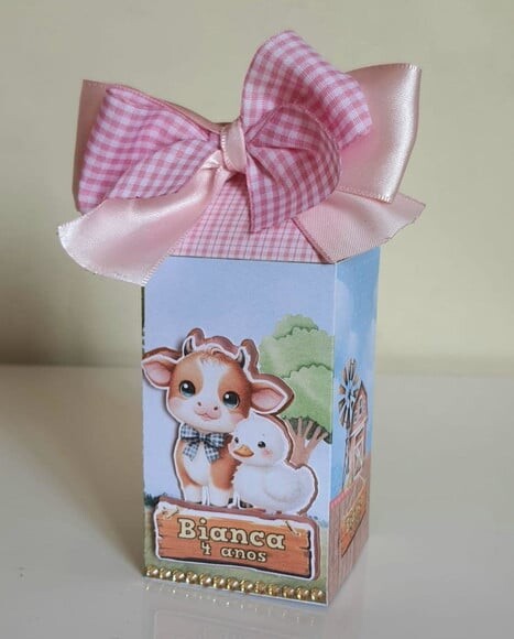 Caixa Milk Personalizada Fazendinha Rosa