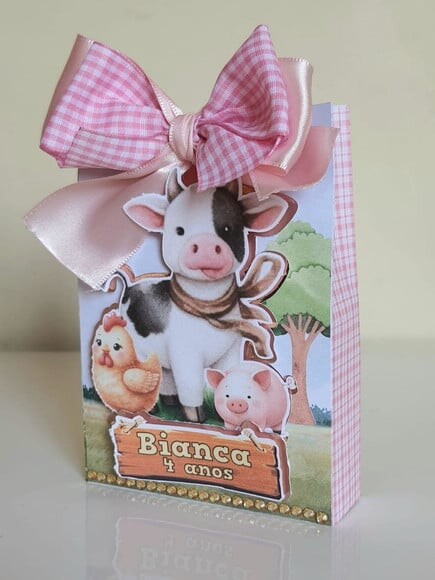 Caixa Sacolinha Fazendinha Rosa