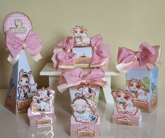 Kit 70 Lembrancinhas de Festa Fazendinha Rosa