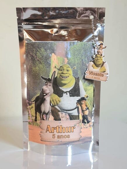 Saquinho Metalizado com Tag Shrek