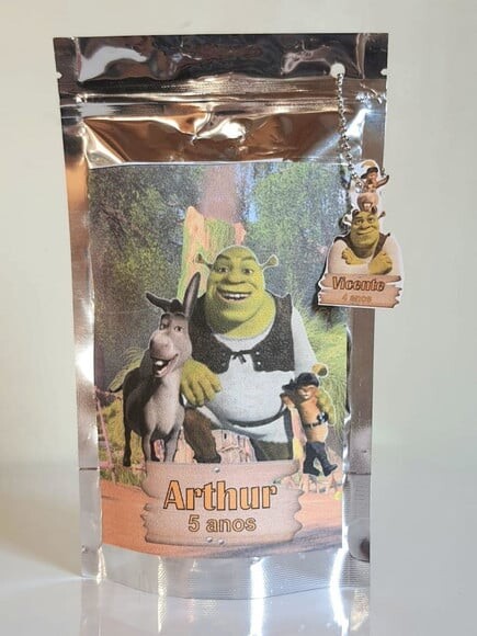Saquinho Metalizado com Tag Shrek
