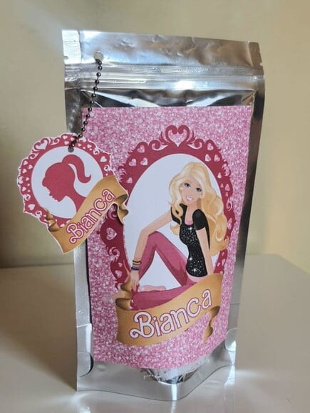 Saquinho Metalizado com Tag Barbie