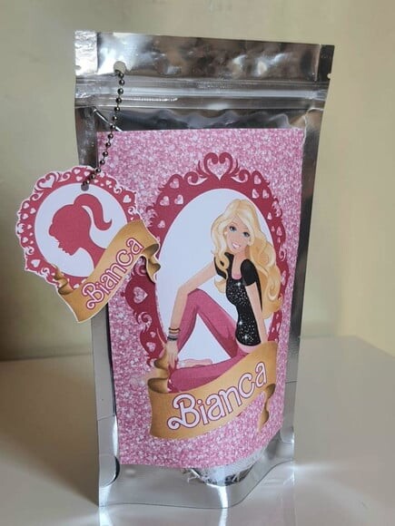 Saquinho Metalizado com Tag Barbie