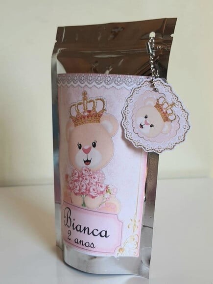 Saquinho Metalizado com Tag Ursa Princesa