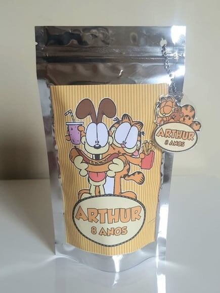 Saquinho Metalizado com Tag Garfield