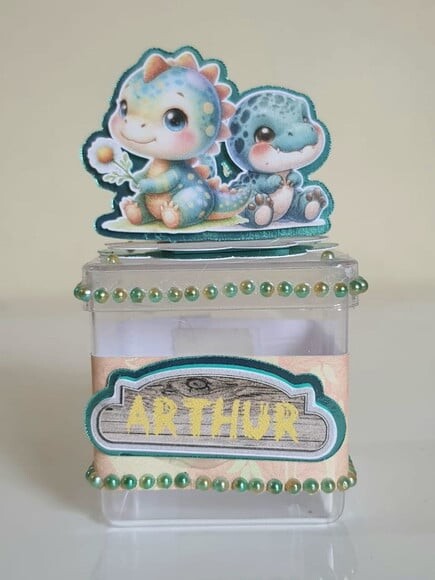 Caixinha Acrílica Lembrancinha de Festa Dinossauro