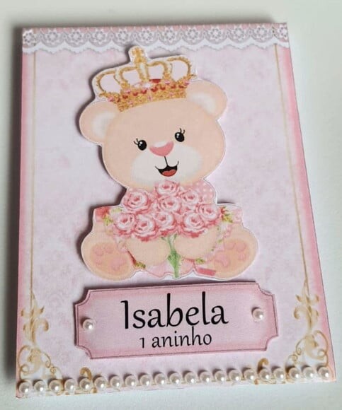 Bloquinho Lembrancinha de Festa com Tema Ursa Princesa