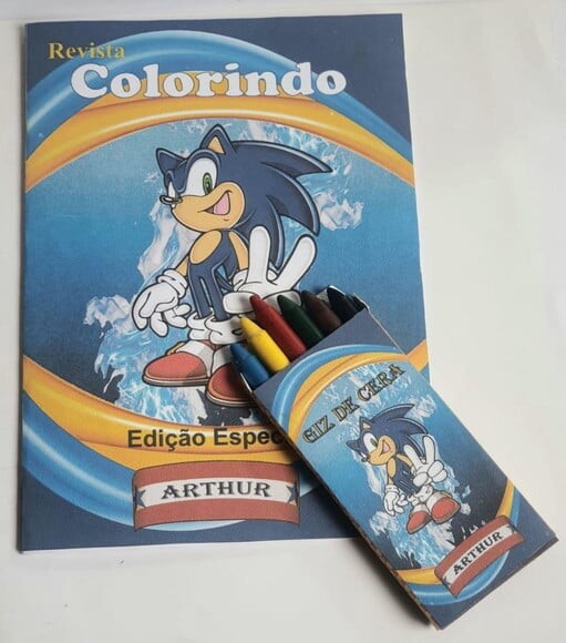 Kit Colorir com Giz de Cera Sonic