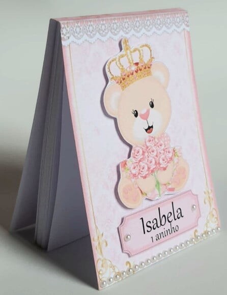 Bloquinho Lembrancinha de Festa com Tema Ursa Princesa