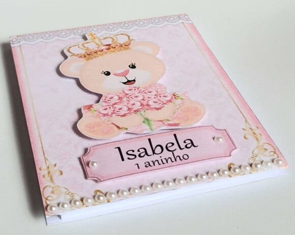 Bloquinho Lembrancinha de Festa com Tema Ursa Princesa