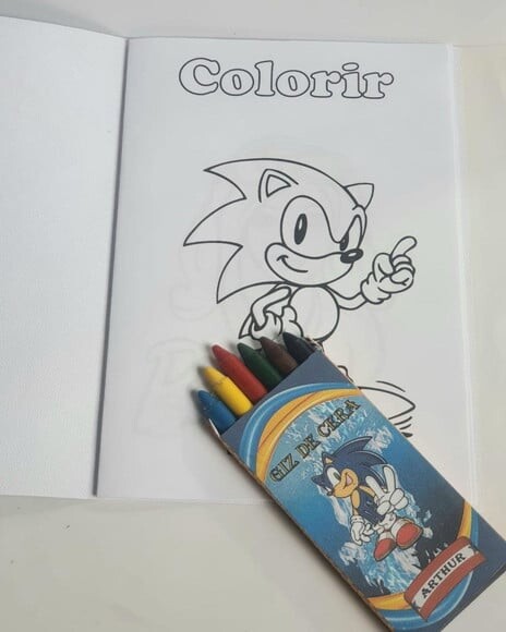 Kit Colorir com Giz de Cera Sonic