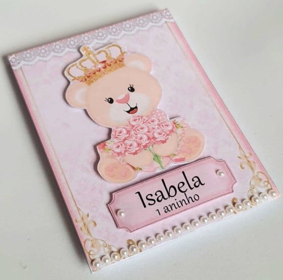 Bloquinho Lembrancinha de Festa com Tema Ursa Princesa
