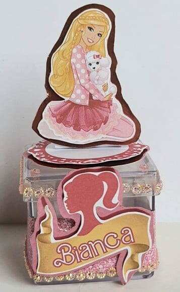 Caixinha Acrílica Lembrancinha de Festa Barbie