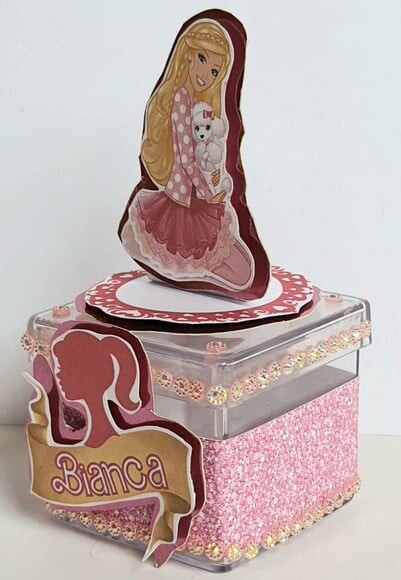 Caixinha Acrílica Lembrancinha de Festa Barbie