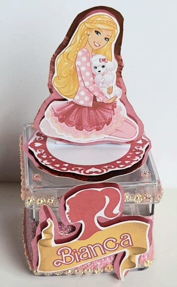 Caixinha Acrílica Lembrancinha de Festa Barbie