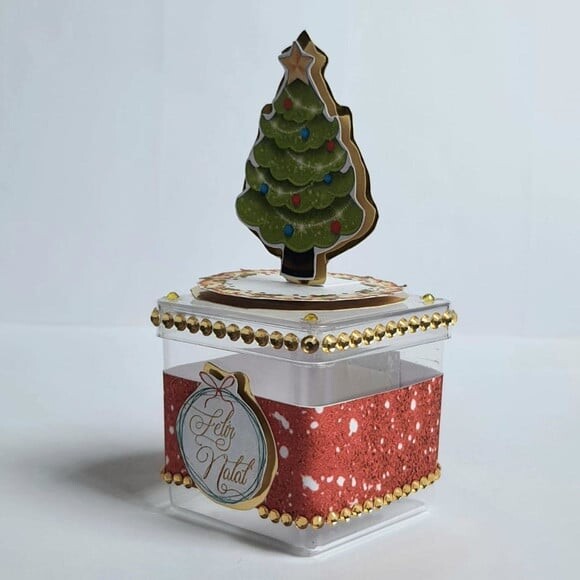 Caixa Acrílica Lembrancinha de Festa Natal