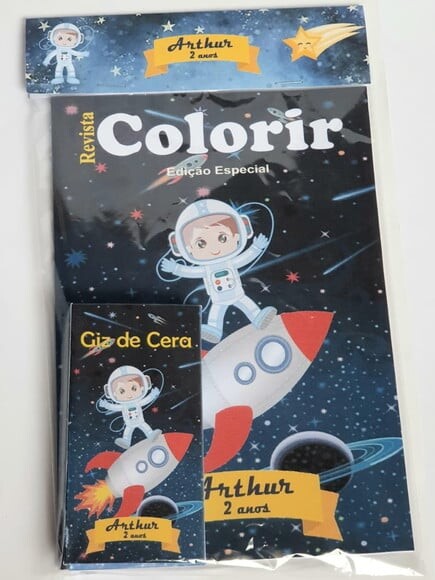 Kit Colorir com Giz de Cera Astronauta