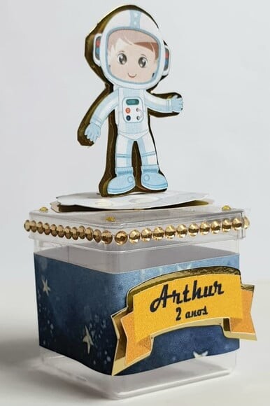 Caixa Acrílica Lembrancinha de Festa Astronauta