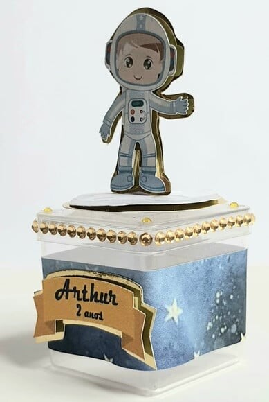 Caixa Acrílica Lembrancinha de Festa Astronauta