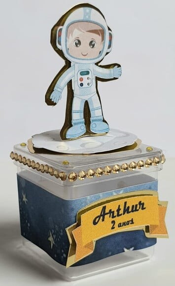 Caixa Acrílica Lembrancinha de Festa Astronauta