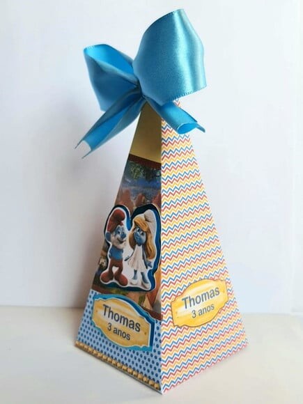 Caixa Pirâmide/cone Smurfs