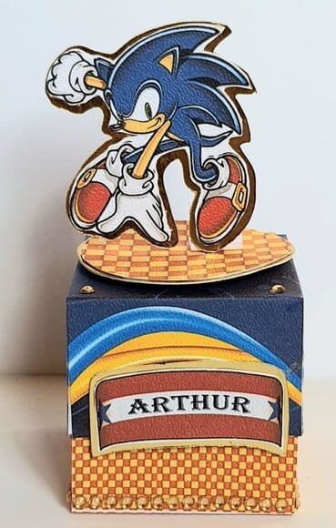 Caixa Cubo Lembrancinha de Festa Sonic