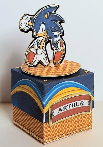 Caixa Cubo Lembrancinha de Festa Sonic