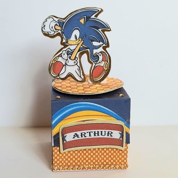 Caixa Cubo Lembrancinha de Festa Sonic