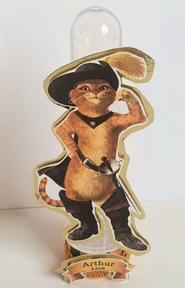 Tubete Lembrancinha de Festa Gato de Botas