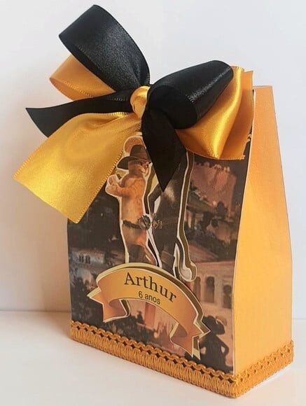 Caixa Sacolinha Lembrancinha de Festa Gato de Botas