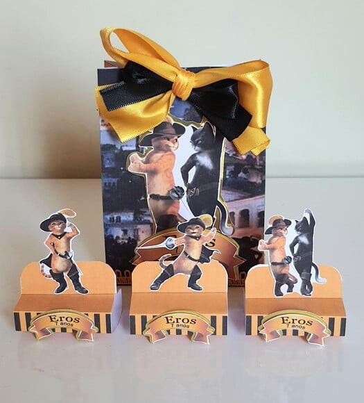 Kit 50 Lembrancinhas de Festa Gato de Botas