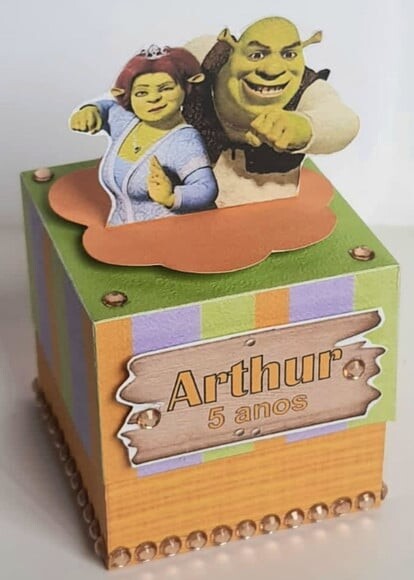 Caixa Cubo Lembrancinha de Festa Shrek